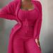 Cozy 3-Piece Loungewear Set Women's Fuzzy Tie-Front Cardigan With Top And Wide-Leg Pants, Soft Casual Outfit_ecoleips.com