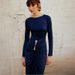 Chic Metallic-Trim High Waist Bodycon Dress - Long Sleeve Round Neck Elegance For Autumn_ecoleips.com