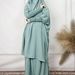 Verve Solid Color Long Robe Ice Silk Wrinkled Lantern Sleeve Loose Comfortable Two-Piece Women's Dress Set_ecoleips.com