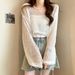 Aria Basics Aria Basics European And American Cross-border Summer New Knitted Short Cardigan Hollow-out Solid Color Loose Round-neck_ecoleips.com