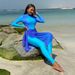 Women's Clothing Long Sleeved Trousers Blue Sunscreen Three Piece Set_ecoleips.com