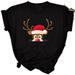 European And American Cross-border Foreign Trade Women's Clothing Christmas Merry Round Neck Printed Ladies Short Sleeve_ecoleips.com