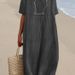 All-Season Casual Slimming Dress In Solid Cotton Linen For Spring/Summer_ecoleips.com