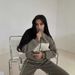 Women's Long Sleeve Color Block Tracksuit Set With Cropped Pants For Autumn Winter Comfort And Street Style_ecoleips.com