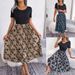 Women's Clothing Spring And Summer Casual Leaf High Waist Pleated Mid Length Dress_ecoleips.com