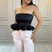 Women's Sexy Strapless Vest Top European American Fashion Unique Waist Cinching Design Gathered Back_ecoleips.com