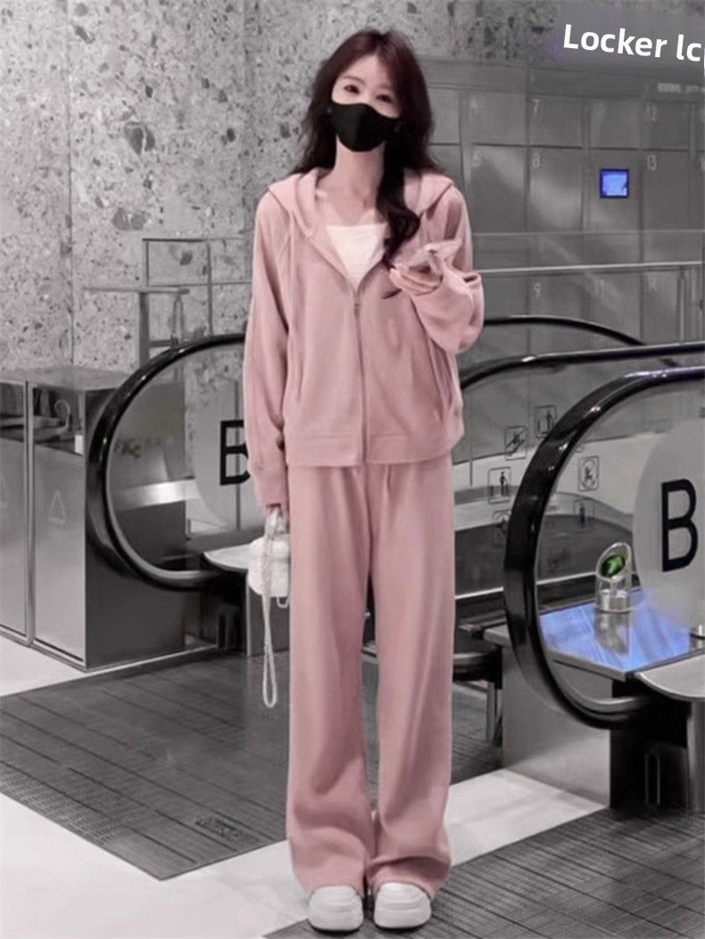 Plus Size Women's Autumn Fashionable Casual Two-Piece Set Slimming Sweatshirt Sports Suit For Women Over 200 300 Jin_ecoleips.com