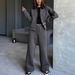 Women's Solid Color European American Style Casual Sportswear Set Top Jacket & Straight Leg Pants Two-Piece Outfit for Summer_ecoleips.com