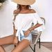 Women's Off-Shoulder Top European American Style Cross-Border Fashion Bell Sleeves Three Quarter Length Casual Tie-Up Bow Loose Fit_ecoleips.com