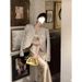 2026 Spring Fashion Maillard Outfit: Jacquard Fabric Elegant Coat + Slimming Acetate Satin Camisole Dress For Women_ecoleips.com