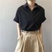 Women's Clothing Retro Loose Bat Sleeve V Neck Shirt_ecoleips.com