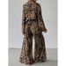 Women's 2-Piece Leopard Print Round Neck Long Sleeve Short Top And Wide-Leg Pants Set_ecoleips.com