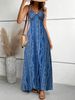 European American Women's High Waist Slimming Print Beach Dress Spring/Summer Fashion Suspender Slit Design Regular Size_ecoleips.com