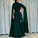 Elegant High-Neck Flowy Wide-Leg Jumpsuit With Flared Sleeves – Chiffon Wide-Leg Palazzo Pants For Women, Black / Dark Green / White, S-Xxl_ecoleips.com