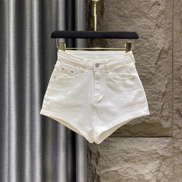 White Denim Shorts for Women European Style Slimming High-Waisted Tight Fitting Summer Hot Pants 2025 Korean Fashion Sexy_ecoleips.com