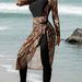 Women's Clothing New Sexy Swimsuit Cover Diving Surfing Conservative Swimsuit Beach Print Leopard Print Sunscreen_ecoleips.com