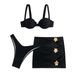 Women's Clothing "3-Piece Solid Color Bikini Set - Swimwear With Skirt & Adjustable Straps"_ecoleips.com