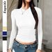 Women's Clothing Minimalist Long Sleeve T-Shirt – Versatile Work & Casual Staple For Women (Yellow, Black, Navy, White)_ecoleips.com