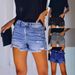 Women's High-Waisted Ripped Denim Shorts – Stretch Comfort, Distressed Style & Trendy Frayed Hem_ecoleips.com