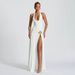 2025 European And American Cross-border Women's Summer New Fashion Sexy Backless Jumpsuit With Lace-up Slit Skirt Set_ecoleips.com