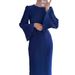 Women Elegant Pleated Midi‑Maxi Dress Flare Long Sleeve High Waist Slim‑Fit Casual Formal Party Mid‑Long Dress_ecoleips.com