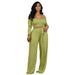M3025 Women's Solid Color Lace-Up Wide-Leg Two-Piece Set_ecoleips.com