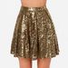 Women's Fashion Sexy Gold Sequin Pleated Midi Skirt Dress_ecoleips.com