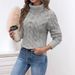 Women's High Neck Cable Knit Sweater - Soft Chunky Wool Pullover With Solid Color & Ribbed Detailing For Fall/Winter Layering_ecoleips.com