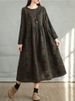 Cotton Vintage Print Floral Dresses 2026 Women Casual Loose Long Sleeve Dress Femme Robe Vestidos Elegant Spring Autumn Clothing_ecoleips.com