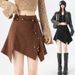 ng2510292 In Stock: Irregular Suede , 2026 Autumn And Winter New Style, High-waisted, Slimming A-line Short Skirt For Petite_ecoleips.com
