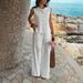 Women's Elegant Simple Round Neck Button Down Top Set European American Style Spring Summer_ecoleips.com