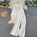 Fashionable Women's Casual Autumn Outfit Set - Loose Fit Rhinestone Long Sleeve Shirt & High Waist Wide Leg Pants_ecoleips.com