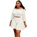 Women's Clothing Large Size Women's Clothing New Pleated One Shoulder Collar Fluffy Waist Casual Two Piece Suit_ecoleips.com