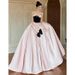Pink Strapless Satin Evening Gown Women's French Style Princess Dress for Coming of Age Ceremony Engagement Party Bride Toasting_ecoleips.com