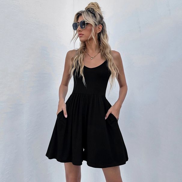 Voya Women's Waist Cinched Wide Truffle Back Pocket Knit Camisole Jumpsuit Shorts With High Waist_ecoleips.com