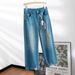Wang Xiaojing Yihan Fashionable Draped Tencel Ripped Jeans Women, Thin Cropped Pants, Summer Style For Petite Women_ecoleips.com