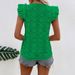 Women's Clothing American Style Women's Ruffled Sleeve V Neck Short Sleeved Top Casual Vacation Clothing Suitable_ecoleips.com