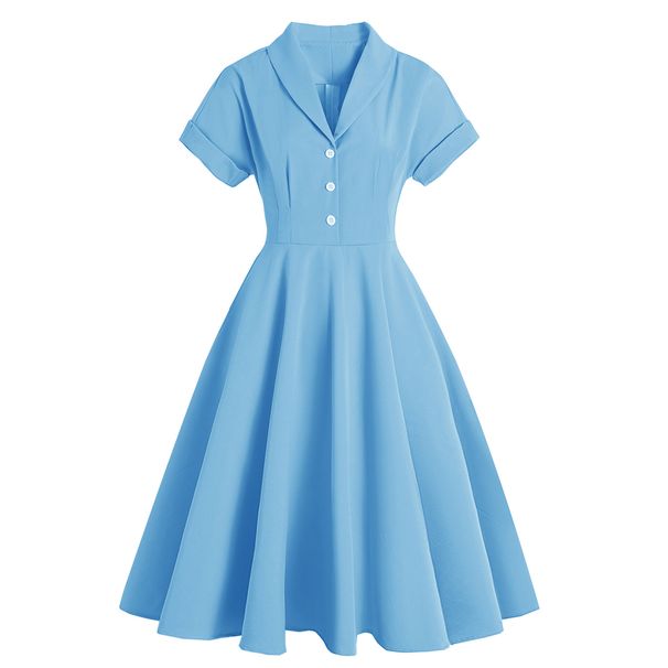 Women's Hepburn Style Dress Short Sleeved Vintage Retro Performance Dress Large Skirt Style Hot Selling_ecoleips.com