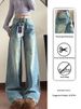 Retro High-waisted Washed Wide-leg Jeans For Women, 2025 Autumn Winter New Style, Loose And Slimming Design With_ecoleips.com