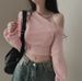 Foreign Trade Real Shot Hot Girl Sweet And Cool Style Asymmetrical Neck Off-Shoulder Sweatshirt For Women Autumn Loose_ecoleips.com