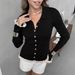 Elegant Button-Down Knit Cardigan With Ruffle Sleeves - Slim Fit Polo Neck Long Sleeve Sweater For Women_ecoleips.com