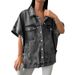 Women's Clothing Plus Size Denim Jacket For Women Fashionable Drop Shoulder Sleeve Jacket_ecoleips.com