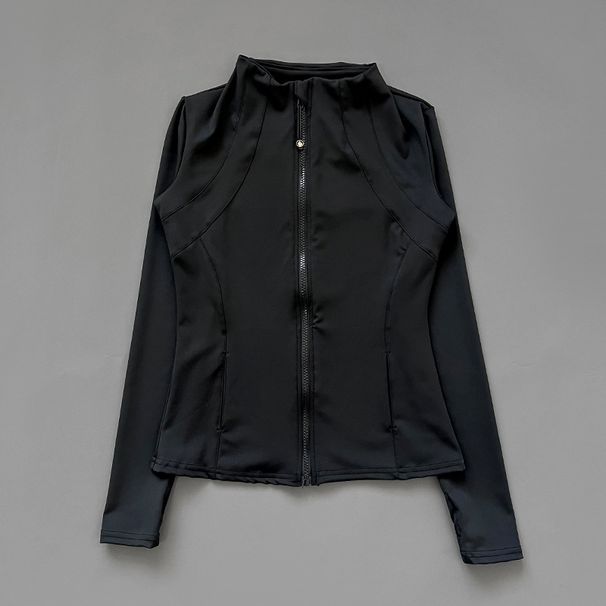 Women's Long Sleeved Slim Fit Sports Jacket Stand Up Collar Zip Up Running Cycling Yoga Fitness Top Sun Protection Clothing_ecoleips.com