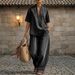Women's Summer Loose Casual Two Piece Set Comfortable Minimalist Denim Solid Color_ecoleips.com