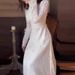 Elegant Lace Embroidery Hollow Evening Dress Lady Fashion High Waist Slim Long Dress Sexy V-neck Long Sleeve Solid Banquet Dress_ecoleips.com