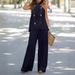 Women's Clothing New Fashion Casual Halter Neck Solid Color Sleeveless Suit Wide Leg Pants Trousers Two Piece Suit_ecoleips.com