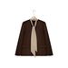 25 Vintage Coffee-Colored Suit Leather Jacket V-Neck Women's Early Autumn Versatile Stylish Loose Short Coat_ecoleips.com