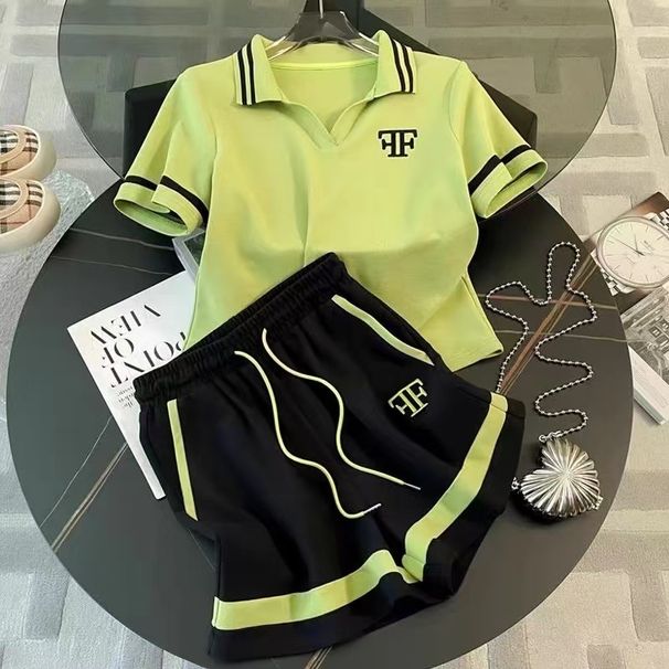 Women's Clothing In Summer Plus Size Loose And Slim Age Reducing POLO Collar Two Piece Suit Trendy_ecoleips.com