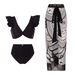 Women's Clothing Split Three Piece Set Three Dimensional Lace Shoulder Straps Fashionable Sexy Deep V Bikini_ecoleips.com