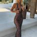 Elegant Sheer Sequin Slit Dress – Strappy Backless Bodycon Dress With Adjustable Ties (Black, XXS-XL)_ecoleips.com